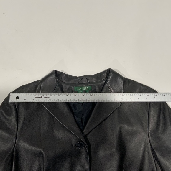 Lauren Ralph Lauren Sz XL Black leather Blazer Jacket - Picture 9 of 10